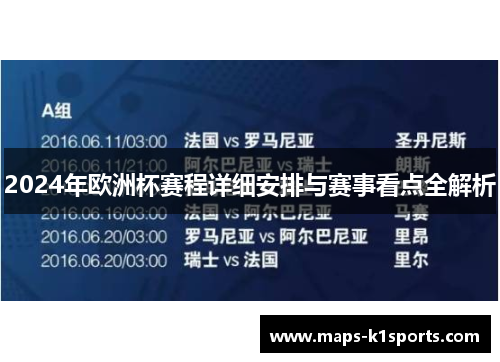 2024年欧洲杯赛程详细安排与赛事看点全解析